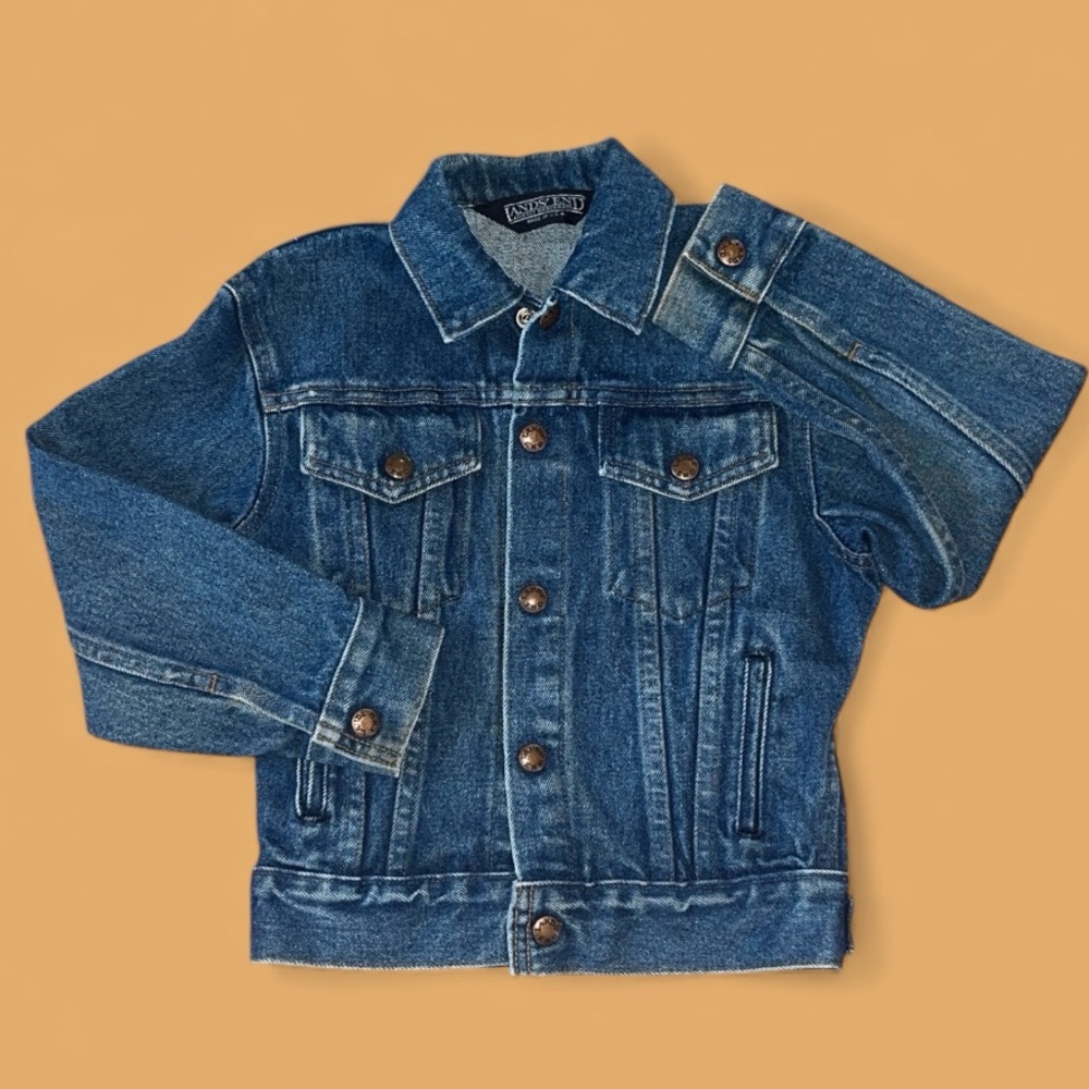 Lands End Denim button jacket with collar - Kids M (approximately size 8)